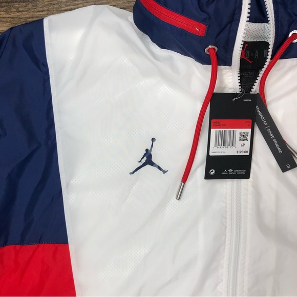 Nike Air Jordan Paris Saint-Germain Nylon Hooded Jacket Men's DB6487-100 Large - Picture 6 of 9